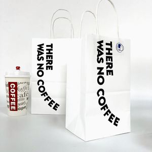 Hot Sale Recycled Materials White Kraft Paper <b>Bags</b> with Handles Custom Logo for Sushi Pizza Champagne Milk Takeaway Takeout - Product Image 4