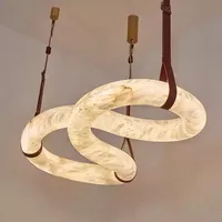 Lustre de restaurant moderne et simple en marbre doré Hullxine, pour salon, hôtel, ambiance haut de gamme, table à manger, contrôle sans fil central