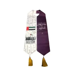UAE National Day Design Embroidery Spun Gold Scarf For UAE 49th Anniversary Scarf
