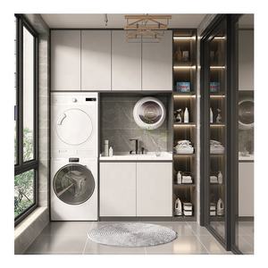 Meuble de salle de bain avec lavabo intégré en pierre de lavage, meuble sous lavabo avec miroir, lavabo pour la maison, l'hôtel, la salle de bain - Product Image 3