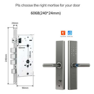 Ev Kapısı Kapı Zili Kolu Düğmesi Dijital Anahtar Kartı Biyometri Parmak İzi TTLock Tuya Uygulaması Elektronik Akıllı Kapı Kilidi Üreticisi - Product Image 6