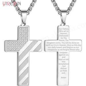 Cadena colgante <span class=keywords><strong>de</strong></span> verso bíblico <span class=keywords><strong>de</strong></span> bandera americana <span class=keywords><strong>de</strong></span> acero inoxidable para hombres regalo <span class=keywords><strong>de</strong></span> joyería - Product Image 2