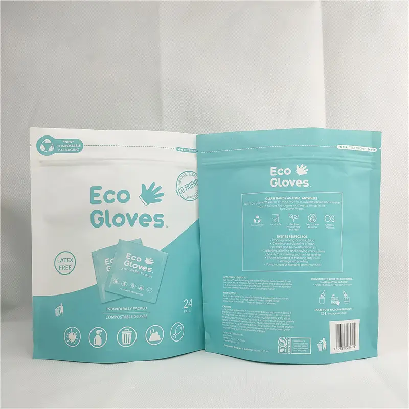 Digital Printing 100% Biodegradable Paper Bags Compostable Kraft Paper Stand Up Zipper Pouch For 80g Dogs Treats Packaging