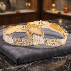 Brazalete CNC Chapado en dos tonos al por mayor, brazaletes modernos, brazalete CNC de doble tono, joyería de brazaletes de moda, brazalete tradicional de dos tonos - Product Image 6
