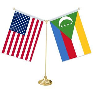 Флаг Comoros настольный флаг зеленый белый красный желтый полоса и Луна Звезда стол для конференц-зала с украшением - Product Image 1