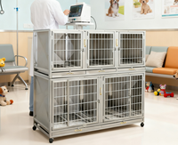 Cage d'hôpital vétérinaire double couche en acier inoxydable pour chiens et chats, design respirant, style classique de luxe, pour l'extérieur