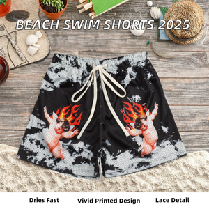 2026 <b>Men's</b> High Waist Drawstring Knitted Swim <b>Trunks</b> Breathable Eco-Friendly Quick-Dry Summer Board Sports Sublimation Prints - Product Image 2