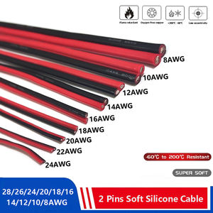 Cable de silicona Rojo Negro de 2 pines supersuave resistente a altas temperaturas 8-28awg alambre de cobre de alta conductividad 600V cables eléctricos - Product Image 2