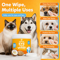 Lot de 100 lingettes jetables douces et désodorisantes non tissées pour le nettoyage des yeux et du visage des animaux domestiques, pour chats et chiens, élimination des taches de larmes