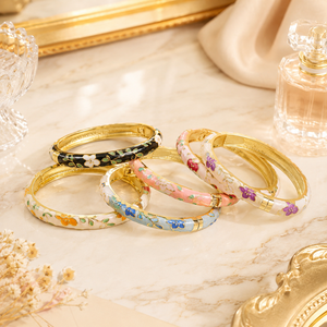 Factory Wholesale Children's Fashionable Retro Style Chinese-Style Zinc Alloy Enamel Flower Design Silk Thread Inspired <b>Bangles</b> - Product Image 4