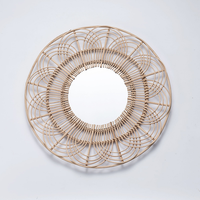 Meilleures ventes de miroirs de maquillage en rotin au design élégant suspendus au mur, faits à la main