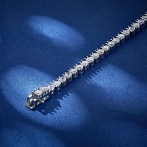 Pulsera de tenis personalizable de plata chapada en oro de 14K y 18K con diamantes de imitación y moissanita para mujer, diseño de cadena y eslabones, a la moda - Product Image 6