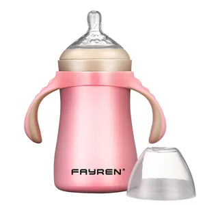 Biberons isothermes Fayren <span class=keywords><strong>sans</strong></span> BPA en acier inoxydable 316 avec poignée, tétine et couvercle, gourde pour enfants anti-fuite - Product Image 1