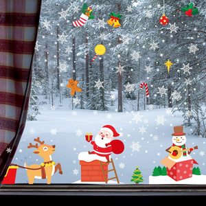 Meilleure vente de vinyle de qualité supérieure autocollant de fenêtre de Noël imprimé UV décalcomanie décorative en vinyle pour fenêtres en verre - Product Image 4