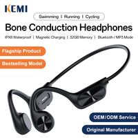 Headphone Konduksi Tulang Anti Air IPX8 Berkualitas Tinggi, Headset Open Ear, Earbud Olahraga, Earphone Nirkabel BT5.4