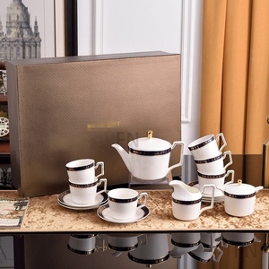 Service à thé en céramique de 15 pièces de la série B de luxe, ensemble tasse et soucoupe en porcelaine osseuse - Product Image 2