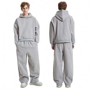 Pantalon de <span class=keywords><strong>jogging</strong></span> ample en coton épais 450 GSM pour homme, coupe décontractée, avec surpiqûres contrastées, en tissu éponge, personnalisable OEM - Product Image 5