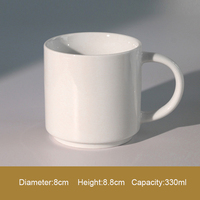 Vente en gros de tasses à café en porcelaine personnalisées avec logo blanc et noir de 350 ml (11 oz), cadeau promotionnel, tasses à thé et à café en céramique