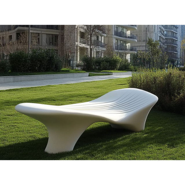 High Quality GRC UHPC GFRC Outdoor Garden Bench Strong Pre-Cast Concrete Seating Street Furniture for Public Parks Outdoor