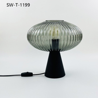 Lampe de table en verre gris fumé ambre, lampe de table LED moderne pour hôtel, salon, chambre à coucher