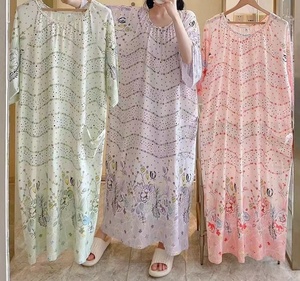 Women 's <strong>Maxi</strong> <strong>Nightdress</strong> Plus Oversize Long Nighty Dress O-neck With Pocket Floral Style Home Wear Extremely Loose Sleepwear - Product Image 4