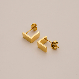 Pendientes de Botón en Forma de <span class=keywords><strong>Letra</strong></span> L, Geométricos, Vintage, de Acero Inoxidable Chapado en Oro de 18K, Resistentes al Agua, para Mujer, Joyería E251841 - Product Image 3