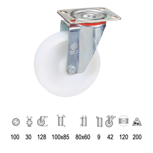 Ruota Industriale con Piastra in Nylon 100 mm. - Product Image 1