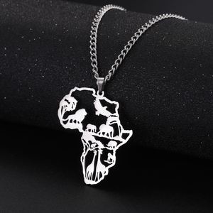 <span class=keywords><strong>Collana</strong></span> con Contorno della Mappa dell'Africa Myshape, Ciondolo con Animali Tribali Elefante e <span class=keywords><strong>Leone</strong></span>, Gioielli Africani in Acciaio Inossidabile, Regalo di Capodanno - Product Image 5