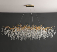 Lustres à LED en cristal doré Hauteur réglable Lampes suspendues en aluminium pour plafond de vie Lustre intérieur