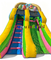 Toboggan gonflable commercial en PVC à double glissière, thème lapin de Pâques et œufs, pour enfants, idéal pour les fêtes de plein air et la location