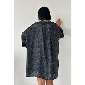 Blusa Elegante de Satén para Mujer, Negra, Holgada, Asimétrica, con Capa Transparente, para Uso Diario - Product Image 1