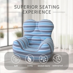 PVC <b>Inflatable</b> Chair <b>Sofa</b> 115*102*102 CM <b>Inflatable</b> Couch Outdoor Air <b>Sofa</b> Blue Blow up Couches for Home Garden Camping Travel - Product Image 3