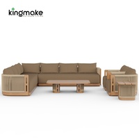 Ensemble de meubles d'extérieur de luxe pour villa, canapé de jardin imperméable, ensemble de canapés de patio en teck pour hôtel