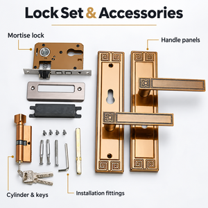 Zinc Alloy <b>Modern</b> Villa Hotel Bedroom <b>Door</b> Lock with Keys and <b>Handle</b> Easy Installation Ambidextrous - Product Image 3