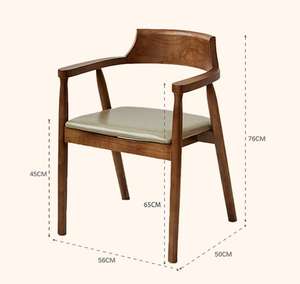 Sillón de comedor tradicional de madera maciza para estudio en casa, cafetería, restaurante, entrada o villa para reuniones y negociaciones - Product Image 5
