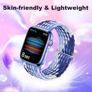 Compatible avec le bracelet <span class=keywords><strong>Apple</strong></span> <span class=keywords><strong>Watch</strong></span> 38/40/41/42/44/45/46/49mm pour les femmes et les hommes, bracelet <span class=keywords><strong>Apple</strong></span> <span class=keywords><strong>Watch</strong></span> tressé extensible pour la série IWatch - Product Image 2