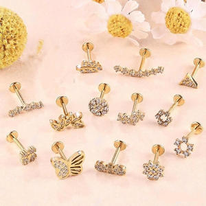 Gaby Prêt à expédier Bijou de corps <span class=keywords><strong>en</strong></span> acier inoxydable 316L plaqué or PVD, Labret, <span class=keywords><strong>Piercing</strong></span> d'oreille, Zircon, Helix, Cartilage - Product Image 6