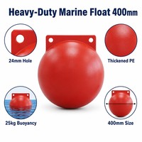 Boya de Anclaje de Doble Fijación PE Roja de 400 mm, Esférica Industrial Anticorrosión, Protección Flotante para Tuberías Submarinas