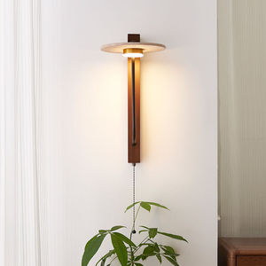 Lámpara de pared Led E27 con interruptor de control, estilo minimalista moderno de madera para dormitorio, pasillo, iluminación de entrada - Product Image 3