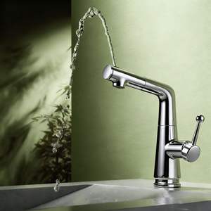 Basin Faucet Single Handle Ceramic Valve Core Pull Out Spray <b>Deck</b> Mounted Single Hole Hot Cold Water - Product Image 3