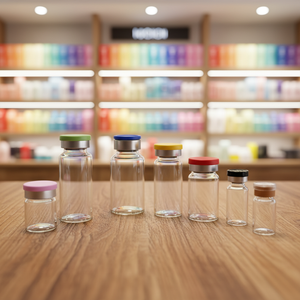 ขวดแก้วสีชาขนาด 10 มล. พร้อมจุกสีเทา - Product Image 1