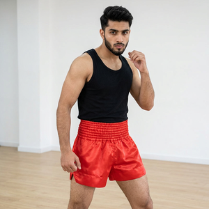 Muay Thai Boxing Shorts for Men Women-Stretch Washed Breathable Lightweight Training Fitness Classic Short - Product Image 1