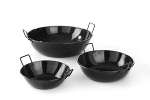 Poêle <span class=keywords><strong>à</strong></span> frire antiadhésive Couleur noire avec deux poignées Poêle <span class=keywords><strong>à</strong></span> <span class=keywords><strong>paella</strong></span> profonde en acier au carbone Poêle <span class=keywords><strong>à</strong></span> <span class=keywords><strong>paella</strong></span> antiadhésive ronde <span class=keywords><strong>émaillé</strong></span>e sur acier P - Product Image 5
