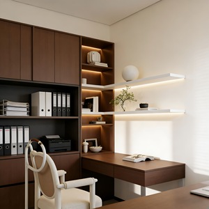 Estantería Moderna Marrón con Vidrio, Mueble Modular para Biblioteca, Estantería para Libros <span class=keywords><strong>de</strong></span> Oficina, Almacenamiento <span class=keywords><strong>de</strong></span> Madera Sólida para el Hogar - Product Image 2