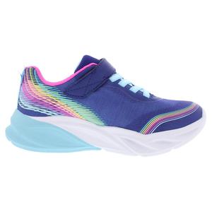 Chaussures Skechers Cosmic Glow Rainbow Beam Ps pour filles, bleu marine, lumières multicolores, style marche - Product Image 2