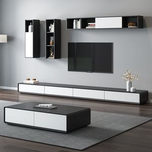 Mueble de TV y mesa de centro de madera de nogal estilo nórdico, conjunto moderno y sencillo para sala de estar con diseño de almacenamiento. - Product Image 4