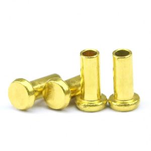 Fabricant chinois Saitoong ST-0033, rivets en laiton à tête bombée semi-tubulaire, certifiés ISO9001, finition brillante durable, personnalisables - Product Image 1