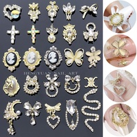 Décorations d'ongles vintage en alliage Paso Sico, clous papillon dorés, breloques de manucure rétro de luxe léger, logo personnalisé disponible