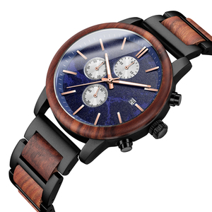 Simplicity Creative Marble Stone Dial Waterproof Fashion Dress Metal Wood orologio da polso cronografo <span class=keywords><strong>orologi</strong></span> da lavoro per uomo - Product Image 2