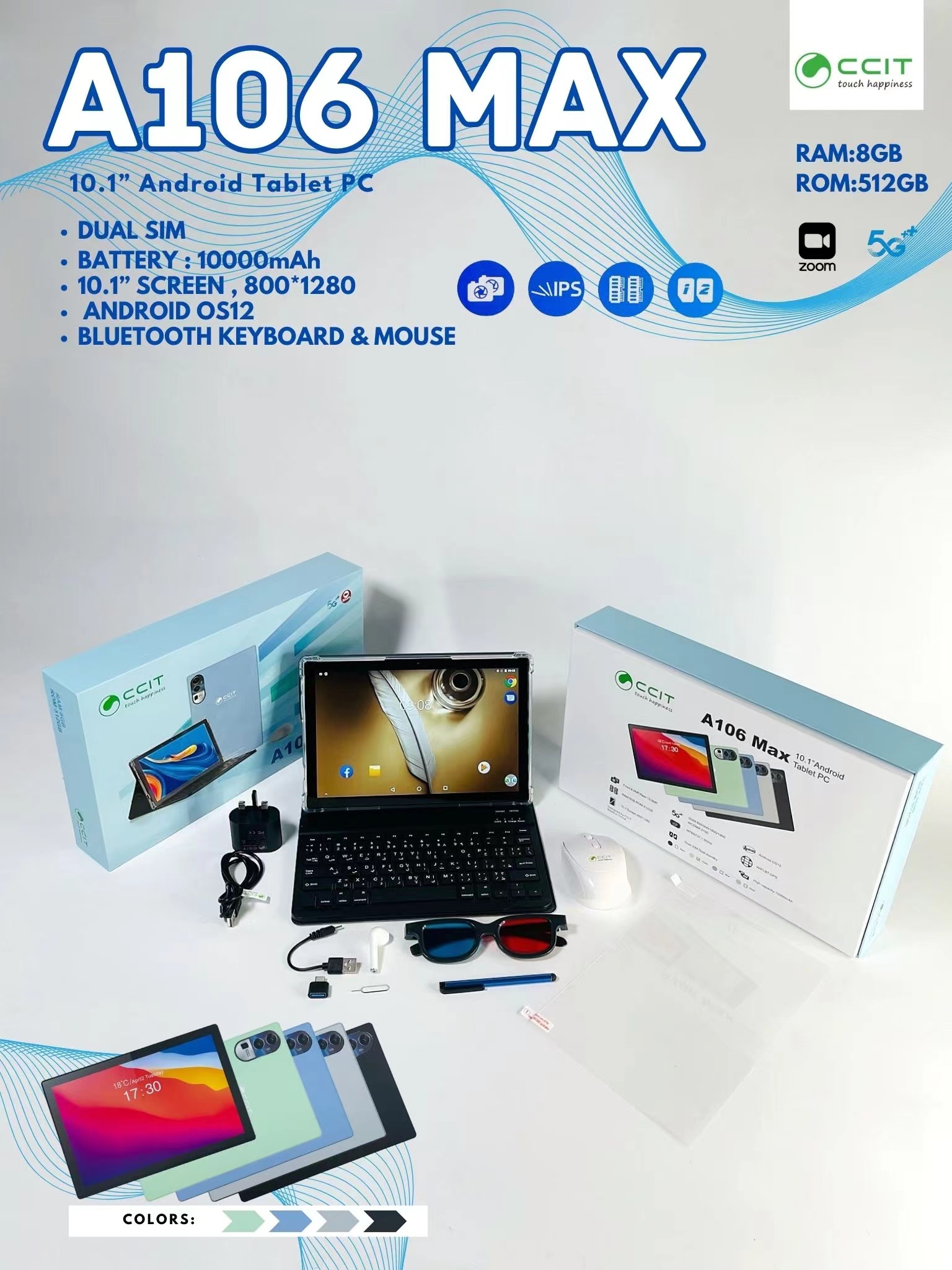 ベストセラー 10.1インチ Android OS12 タブレットPC Bluetooth 